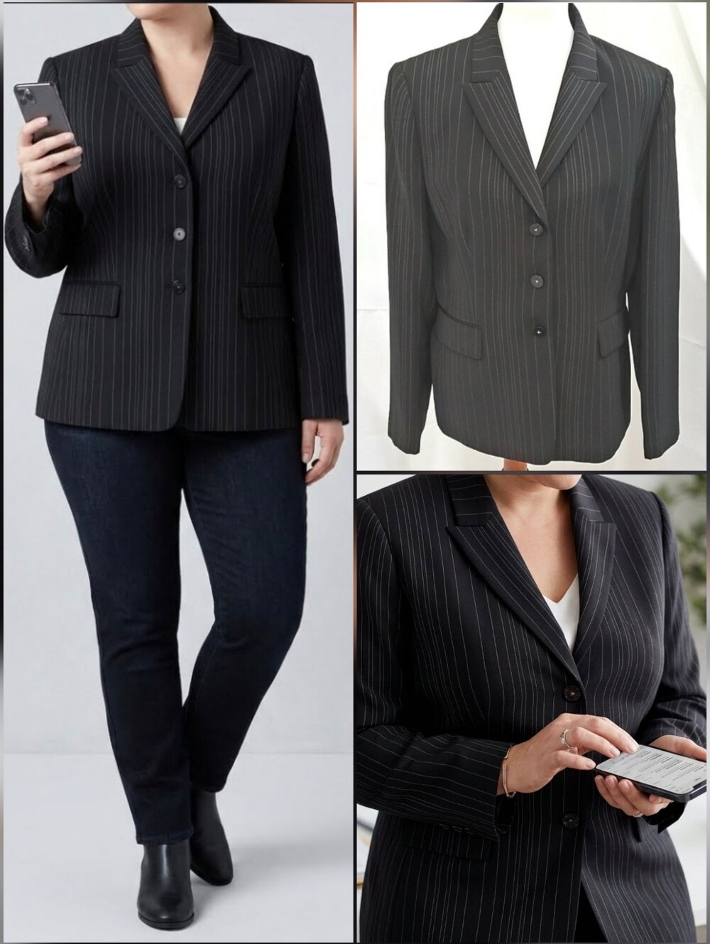 ❤️Tahari ASL>>> black pinstripe blazer 🤍sz 14